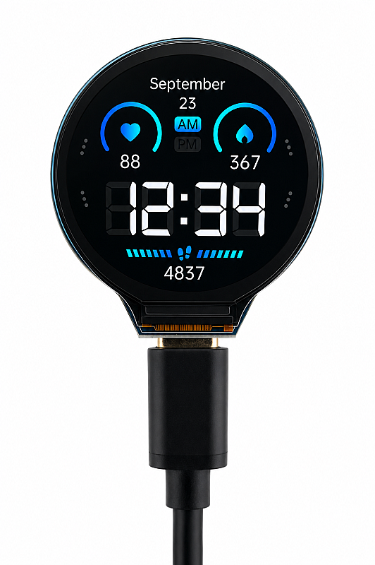 Waveshare ESP32-S3 1.28 İnç Yuvarlak IPS LCD WiFi Bluetooth Geliştirme Kartı – 32-Bit LX7 Çift Çekirdekli İşlemci, GC9A01 LCD Sürücülü