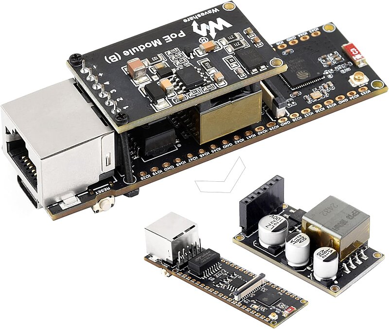 Waveshare ESP32-S3-POE-ETH Ethernet Geliştirme Kartı - Wi-Fi ve Bluetooth - PoE Modülü ile Birlikte