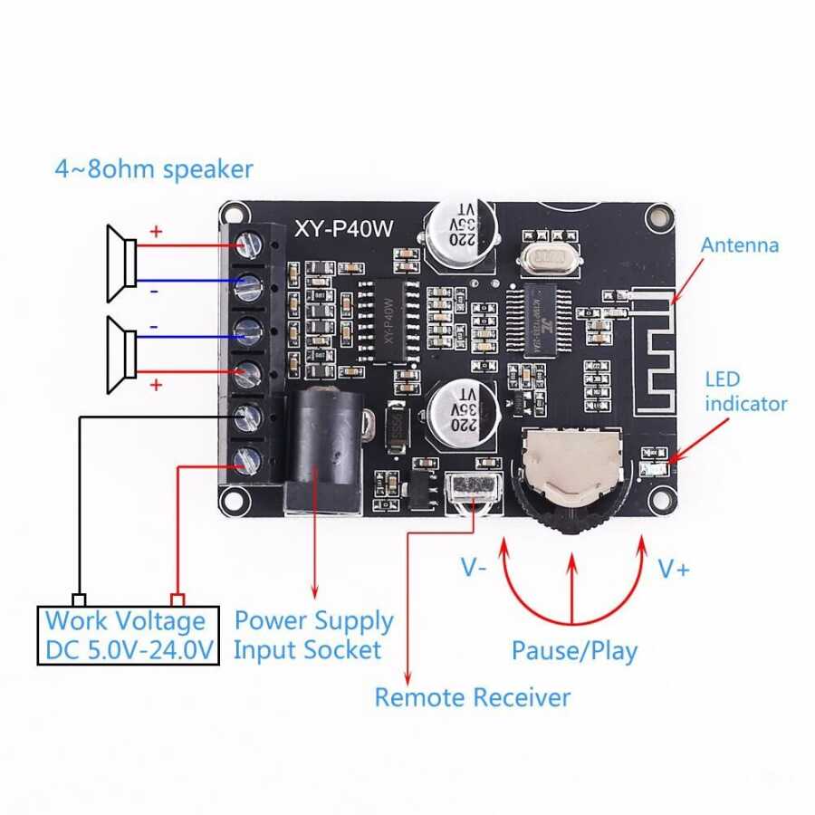 XY-P40W Bluetooth Amfi Modülü Amplifikatör Devresi