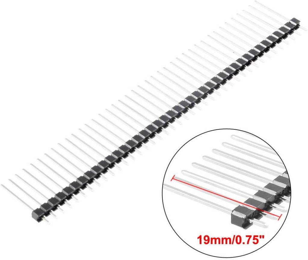 1x40 19mm Erkek Header 40 Pin 2.54mm 180 Derece