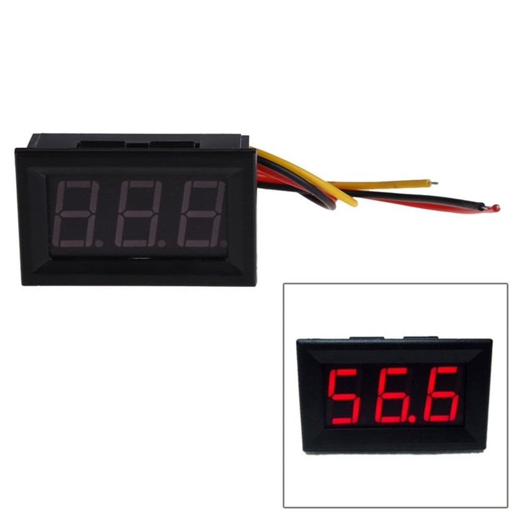 0.56'' 0-100V 3 Kablolu DC Kırmızı Voltmetre